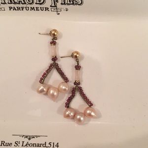 Miguel Ases Vintage pearl and garnet earrings